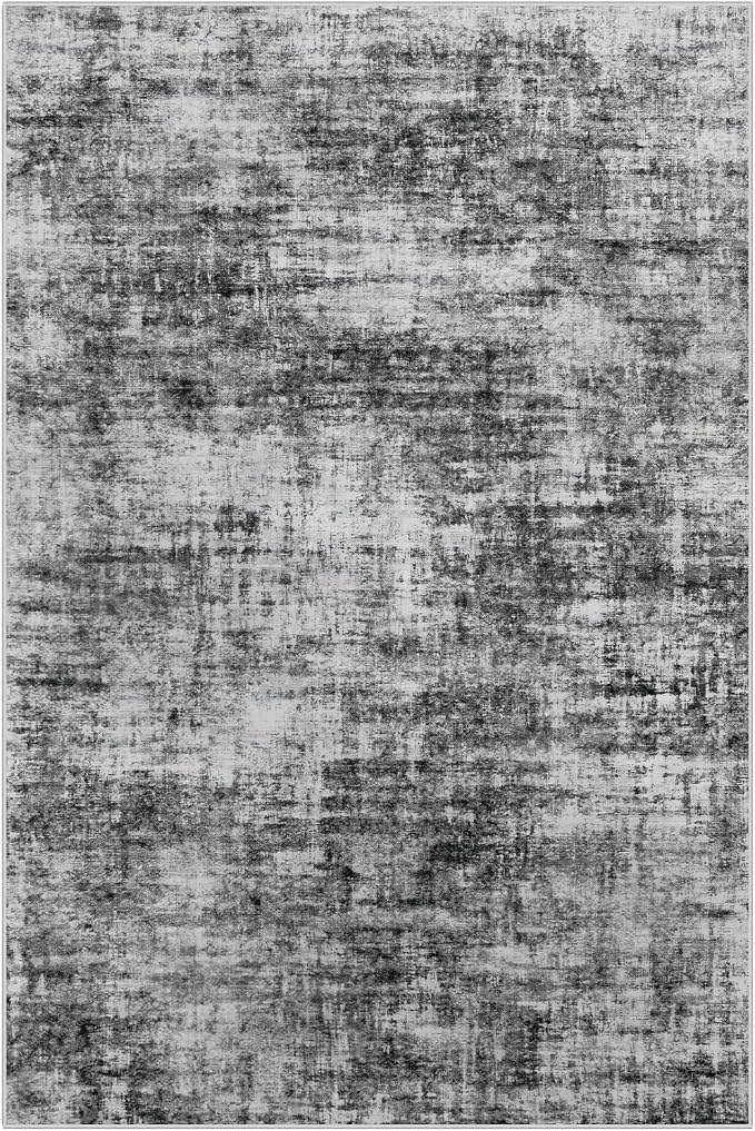 6x9 Area Rugs for Living Room: Washable Abstract Black Badroom Carpet | Non-slip TPE backing makes this washable soft low-pile rug safe & durable, Pet-friendly decor for dining room,nursery,office