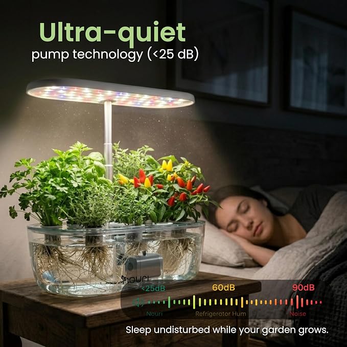 Nouri Hydroponics Growing System, 12 pod APP Smart Indoor Herb Garden Kit with LED Grow Lights, Hydroponic Herb Garden Indoor for Plant Lovers, Gardeners, Kitchen, Lettuce Seeds Included