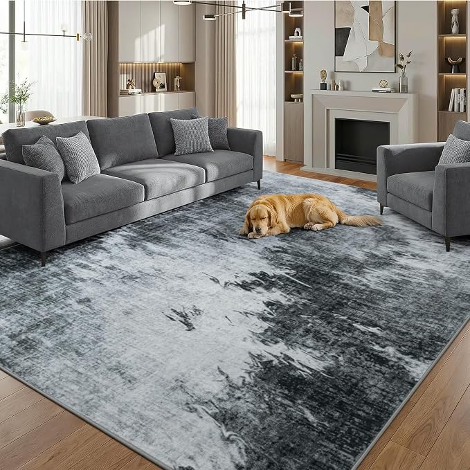 6x9 Large Abstract Watercolor Gradient Area Rug Machine Washable | Low Pile Non-Slip Non-Shedding Aesthetic Carpet for Living Room, Dining Room, Office, Mid-Century Modern Home Decor