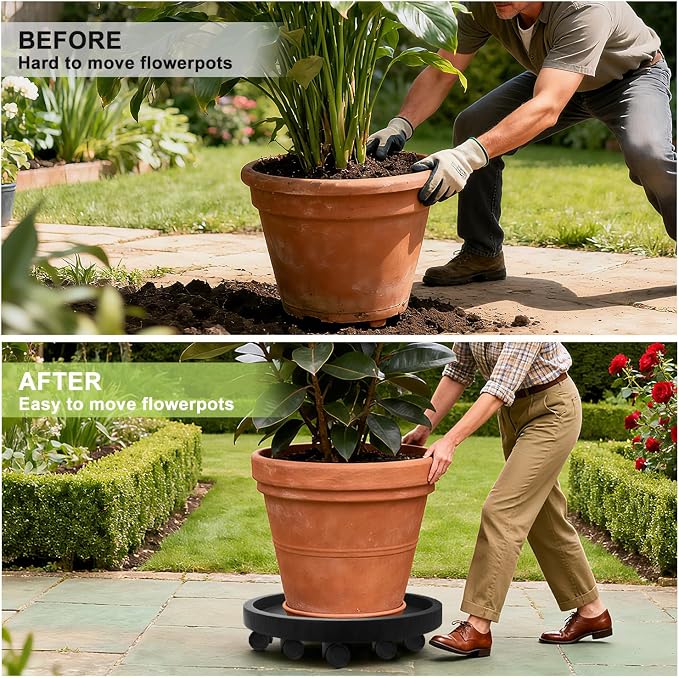 1Pack 23''Extra Large Plant Stand with Wheels, Plant Stand Dolly for Heavy Planter,Wheeled Planter Saucer Tray,Rolling plant stand,Heavy-Duty Plant Caddy with Casters for Indoor and Outdoor(Black)