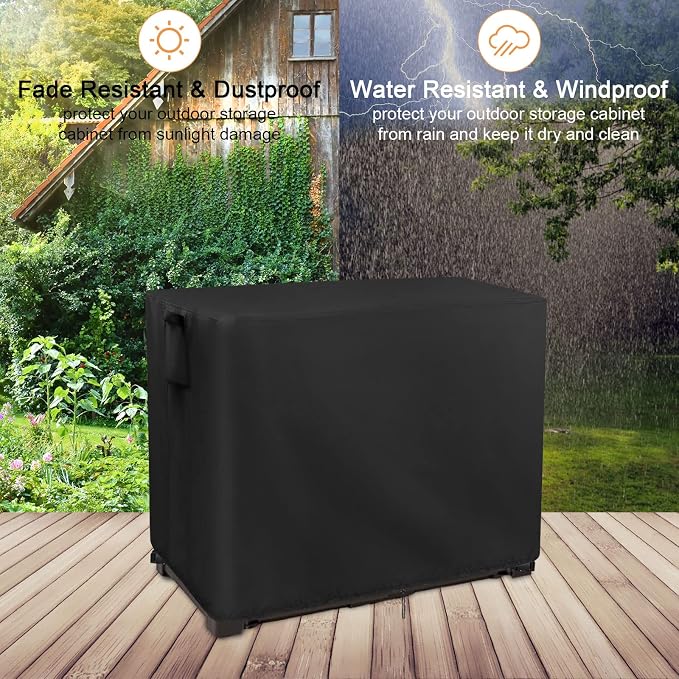 Outdoor Storage Cabinet Cover for Rubber Maid Patio Tool Shed Organization | 47x25.6x37.8,Waterproof Dustproof Heavy Duty Oxford Fabric,Decorative Outdoor Storage Cabinet (123 Gal) for Backyard
