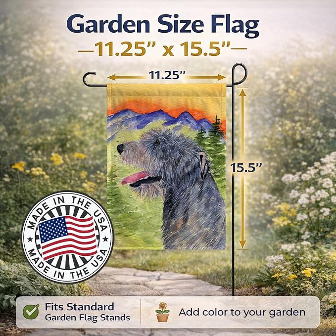 Caroline's Treasures SS8209GF Irish Wolfhound Garden Flag Mailbox Flag Decorative Yard Flag Banner Outside Patio Artwork Yard Flower Beds, Garden Size, Multicolor
