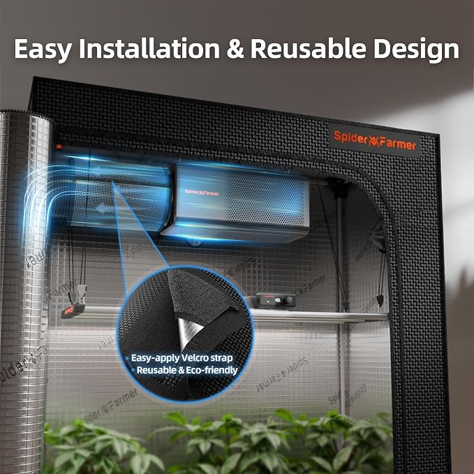Spider Farmer 6 inch Inline Fan with Carbon Filter, 345 CFM for Grow Tents | 2 in 1 Design，EC Motor，RJ12 Speed Controller, ABS+PC Housing, Plug and Play, Air Filtration
