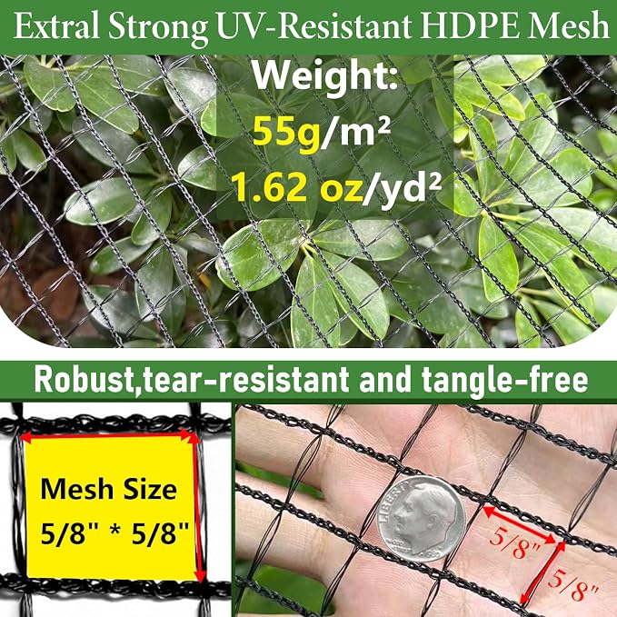 Deer Fence Netting, 4 x 75ft Heavy Duty Plastic Mesh Plastic Fence Deer Netting, 55GSM Deer Fence for Garden, Reinforced Edges Anti Bird Netting Mesh for Trees Vegetable Raised Bed(55GSM, 4 x 75ft)