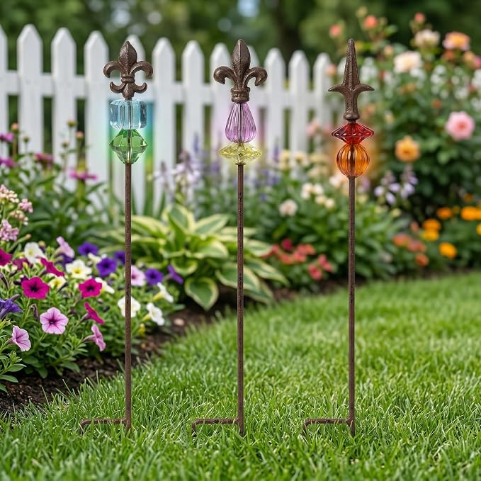 Garden Stake Outdoor Metal Garden Stake Plant Pick Cute Metal Stick Art Ornament Decor for Lawn Yard Patio,3PCS, 25" H Magic Wand