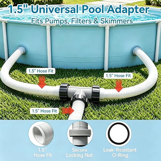 Pool Hose Connector, 1.5“ to 1.5 ”Pool Hose Adapter,for Pool Filter Pumps and Above Ground Swimming Pool Drain Adapter