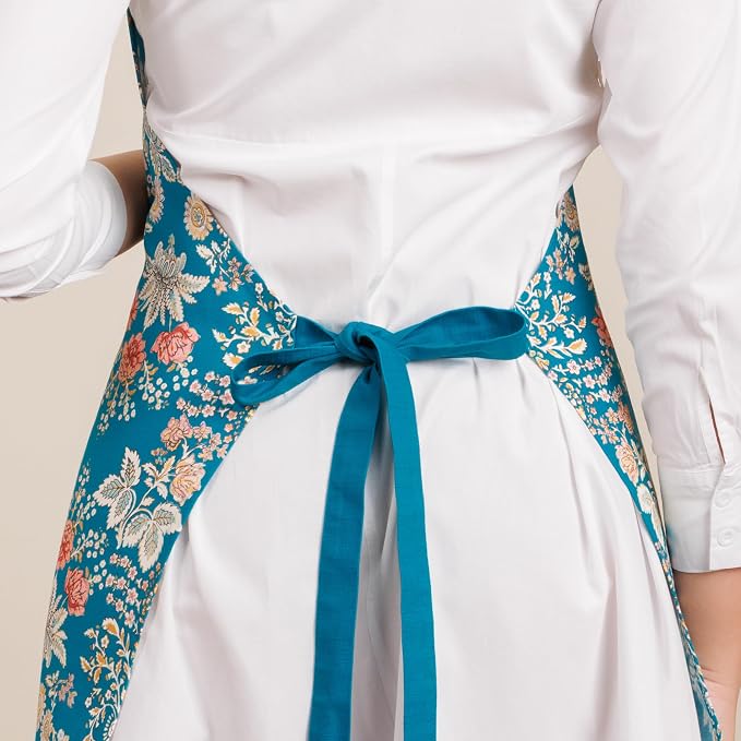 Maison d' Hermine Aprons for women with Pocket 100% Cotton (27.50"x31.50") | Adjustable Neck Strap & long ties Apron Men Chef Wedding Cooking Gardening Server Maid
