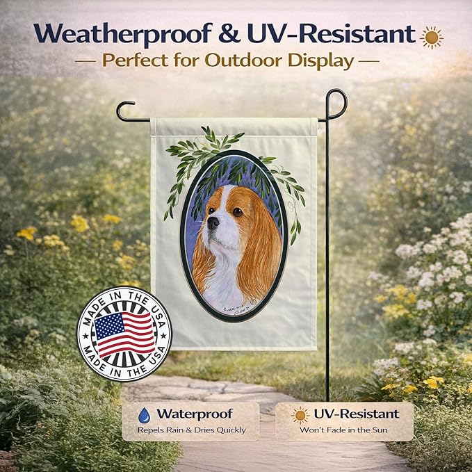 Caroline's Treasures SS8024GF Cavalier Spaniel Garden Flag Mailbox Flag Decorative Yard Flag Banner Outside Patio Artwork Yard Flower Beds, Garden Size, Multicolor