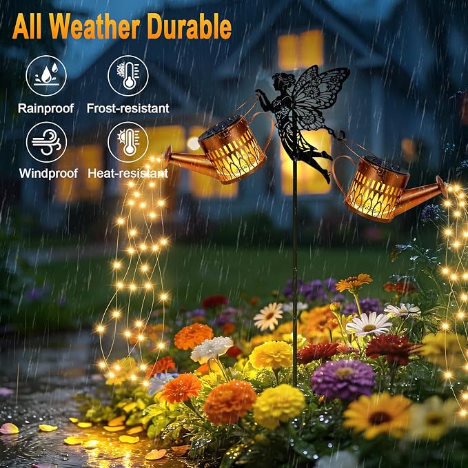 2 Pack Solar Watering Can Lights, Fairy Solar Garden Lights Outdoor Decoration, Waterproof Hanging Lantern Landscape Light for Yard Patio Lawn, Gardening Gifts for Mom Grandma (Warm White)