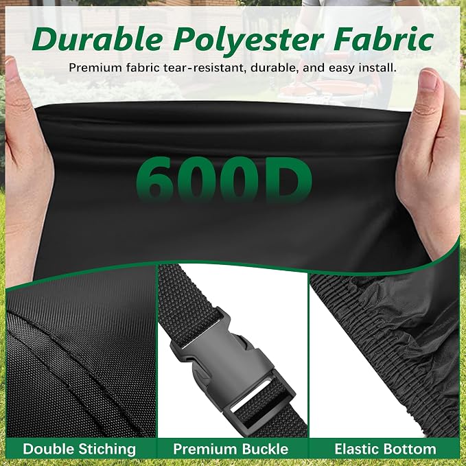 Himal Outdoors Zero Turn Mower Cover, Heavy Duty 600D to 60" | Water-Resistant Coating,Polyester Oxford, UV Protection, Universal Fit, Drawstring & Cover Storage Bag, Mower Protector