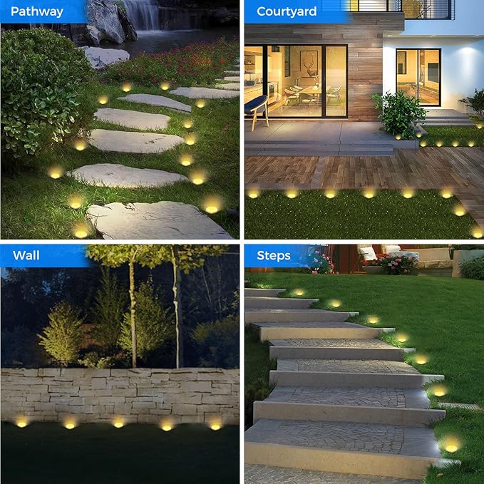 Peasur Mini Solar Ground Lights, 16 Pack Flat Solar Disc Lights Outdoor Waterproof, 2.3 Inch Small Solar Garden Lights Landscape Lighting for Outside Pathway Garden Yard Lawn Walkway,Warm White