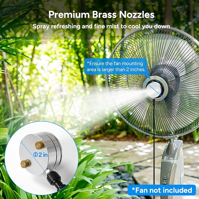 DR.PREPARE Fan Mister for Outside, Magnetic Fan Misting Kit, Mist Attachment, Portable Misting Cooling System with 16.4FT Mist Water Hosefor Patio, Backyard, Garden, Terrace, Pool (Fans Not Included)