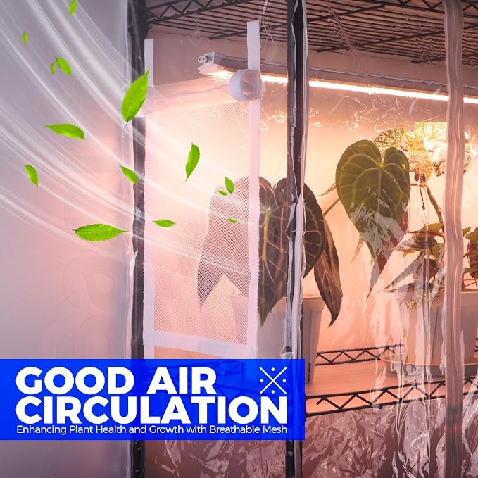 Barrina CX2Z Greenhouse with Grow Light for Indoor Plant & Seedlings, 6-Tier Plant Shelf with 2FT 30W(Per Light) Full Spectrum Plant Lights, 3 Adjustable Spectrum and Timer, 29x14x71 Inches