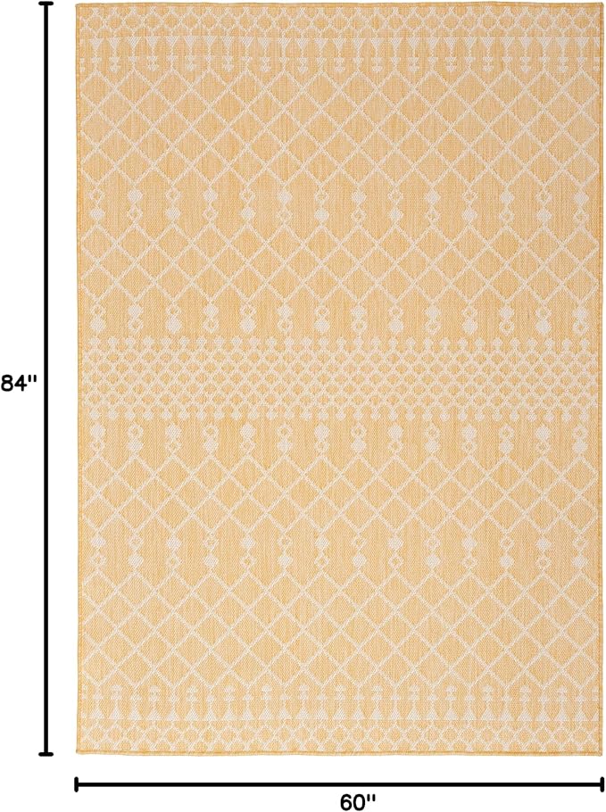 Nourison Home Positano Yellow 5' x 7' Area Rug - Easy Clean, Non Shedding, Bed Room, Living Room, Dining Room, Kitchen (5' x 7')