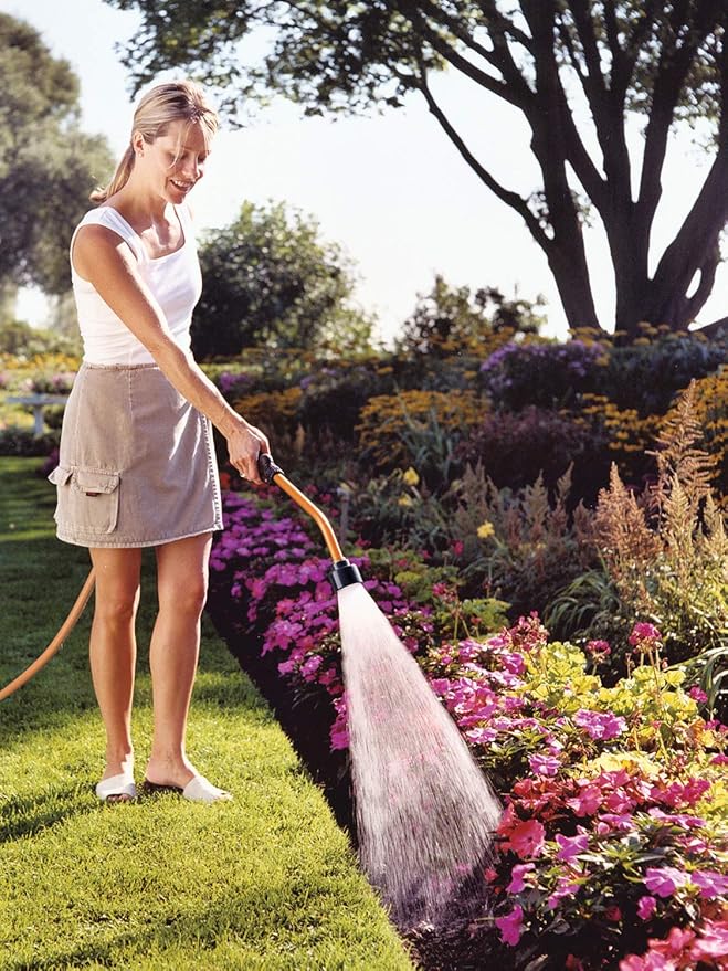 Dramm Touch-N-Flow Rain Wand – 16” Long, Red – Full Watering Flow with Trigger-Style Shut-Off Valve & Lock – High-Flow, Gentle Spray for Gardens, Hanging Baskets & Flowerbeds