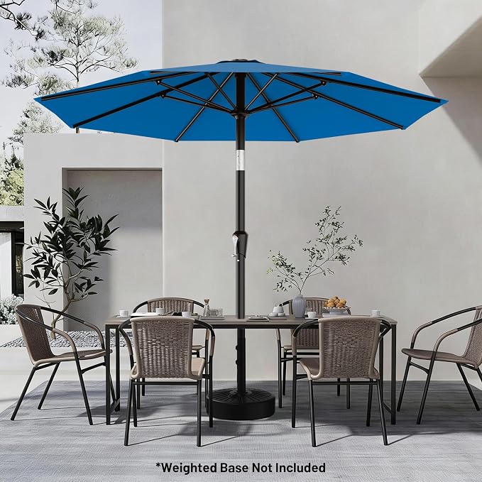 AreShark 9 FT Patio Umbrella for Outdoor, Outdoor Table Umbrella with Push Button Tilt and Crank, Outdoor Patio Umbrellas with 8 Sturdy Ribs for Market, Garden, Pool (Royal Blue)