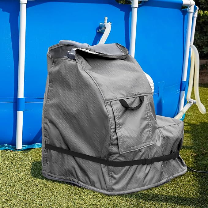 Okcool Winter Pool Sand Filter Cover, Grey | With Plush Lining Cold Resistant Winter Protective Pool Filter Cover
