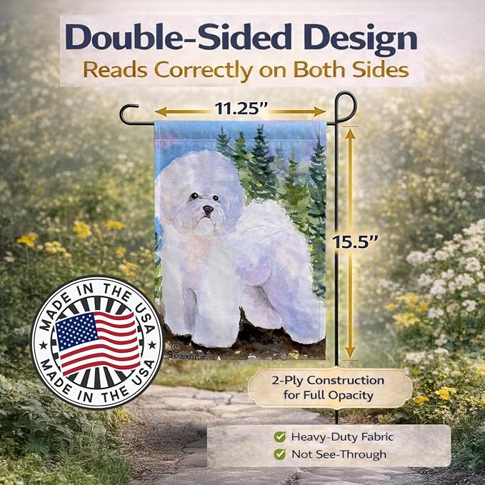 Caroline's Treasures SS8916GF Bichon Frise Garden Flag Mailbox Flag Decorative Yard Flag Banner Outside Patio Artwork Yard Flower Beds, Garden Size, Multicolor