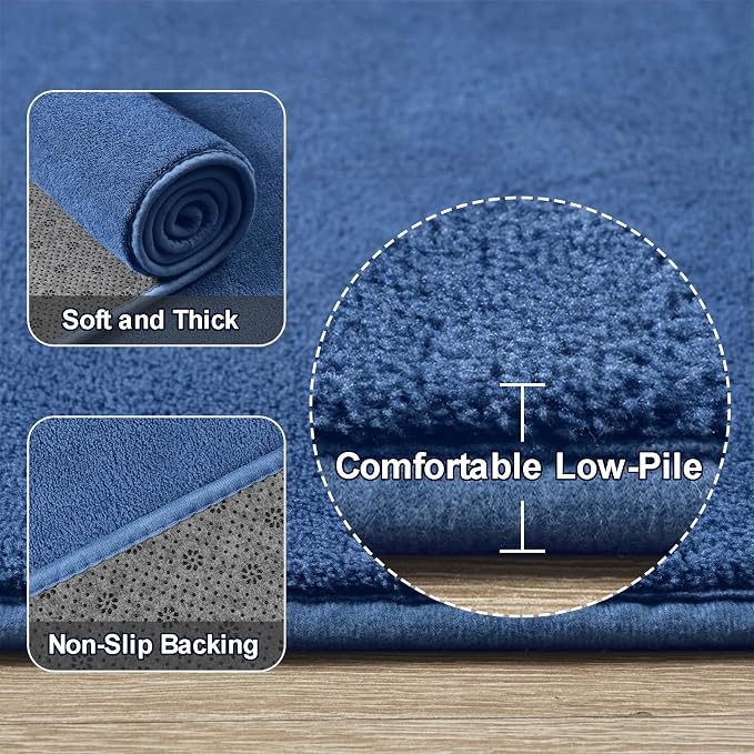 Amearea Modern Soft Hallway Runner Rug, 2x10 Feet Washable Long Runner Rugs | Blue Fluffy Bedroom Rugs, Indoor Non Slip Memory Foam Rug Carpet for Hallway Entrance Kitchen Living Room Home Decor