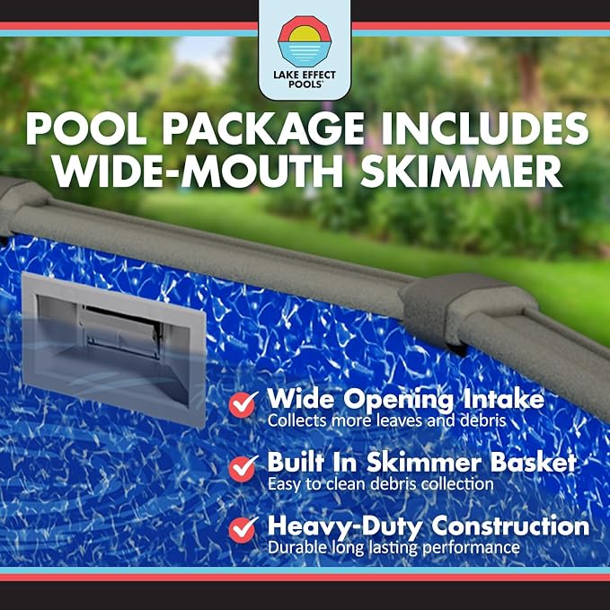 Lake Effect Pools 'Testudo' 12 ft x 24 ft Oval Above Ground Swimming Pool | 52 Inch Resin Protected Steel Sided Walls | Bundle Includes: 25 Gauge Overlap Liner & Widemouth Skimmer
