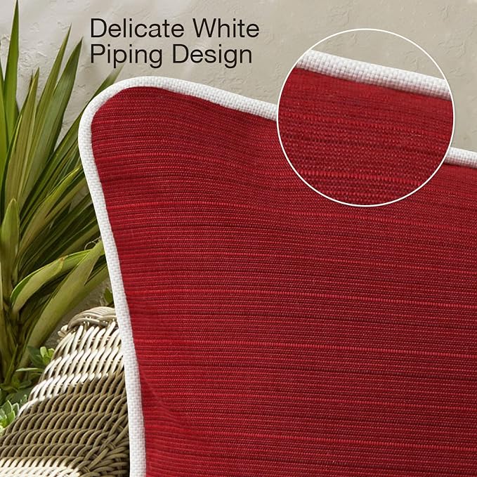 Unimatta Decorative Outdoor Water Repellent Throw Pillows with Inserts, Set of 4, 20" x12" Pillows for Patio, Backyard, Bed, Couch, and Patio Furniture, Red