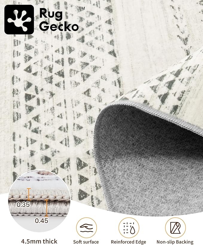 Miukiki 2x3 Entryway Rug Washable Non Slip Moroccan Area Rugs Grey | Soft Low Pile Kitchen Rug for Bedroom Bathroom Floor, Indoor Small Rug Easy Clean Machine Washable Rugs 2'x3'