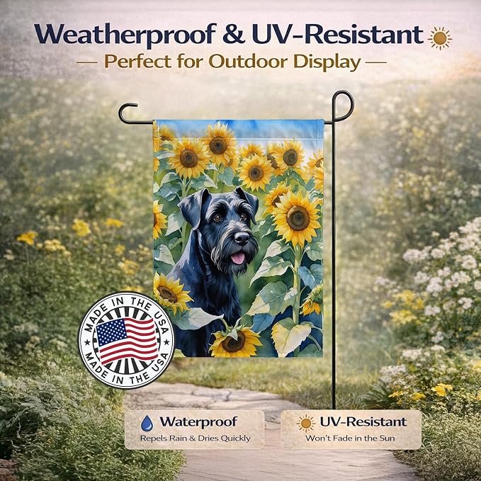 Caroline's Treasures DAC6087GF Giant Schnauzer in Sunflowers Garden Flag Mailbox Flag Decorative Yard Flag Banner Outside Patio Artwork Yard Flower Beds, Garden Size, Multicolor