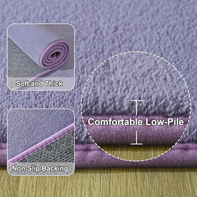 Amearea Modern Area Rug for Bedroom Living Room, 5x8 Purple Memory Foam Rug | Thickened Fluffy Indoor Washable Rugs Non Slip Minimalist Large Carpet for Boys Girls Dorm Nursery Room Decor