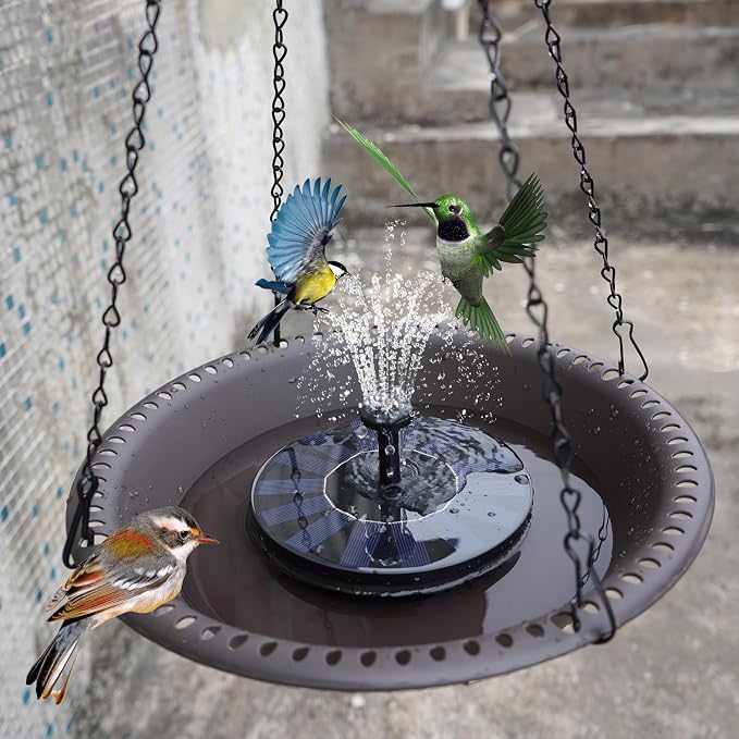OVZILKI 12 inch BirdBath Bowl Only with Rust-Proof Black Chains, Bird Baths for Outdoors Heavy Duty, Hanging Bird Bath Hanging Bird-Feeder for Garden Backyard Decor (Brown 1 Pack)