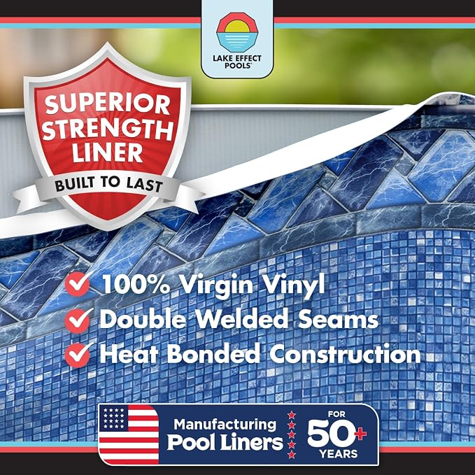 Lake Effect Pools 'Galleria' 15 ft x 24 ft Oval Above Ground Swimming Pool | 52 Inch Steel Side Walls | Kit Includes: 25 Gauge Overlap Liner & Widemouth Skimmer