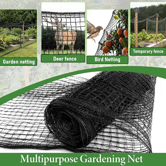 Deer Fence Netting, 4 x 75ft Heavy Duty Plastic Mesh Plastic Fence Deer Netting, 55GSM Deer Fence for Garden, Reinforced Edges Anti Bird Netting Mesh for Trees Vegetable Raised Bed(55GSM, 4 x 75ft)