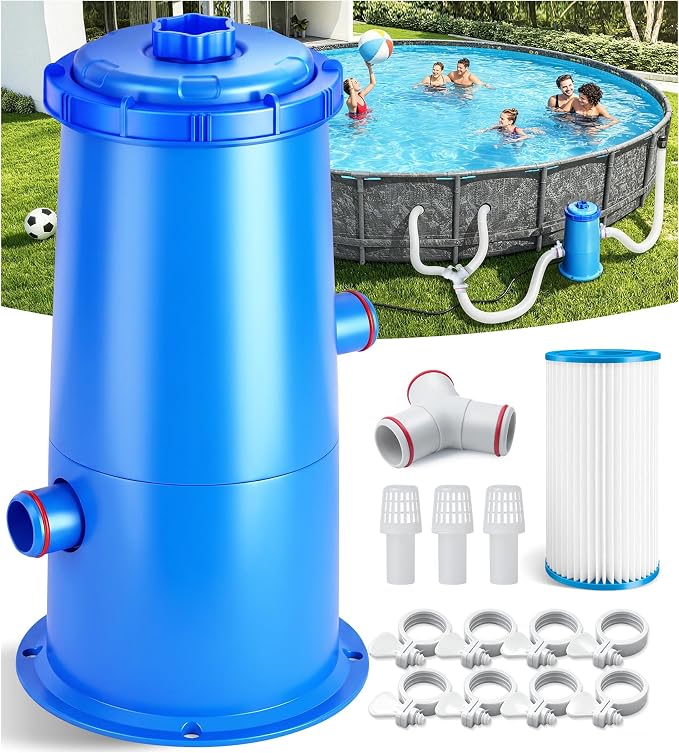 DeeprClean 1000 GPH Pool Filter Pump for Above Ground Pools with GFCI-Blue | Type A/C Cartridge Filter Pump System, Safety ETL Listed Above Ground Pool Pump, Improved Water Circulation & Filtration