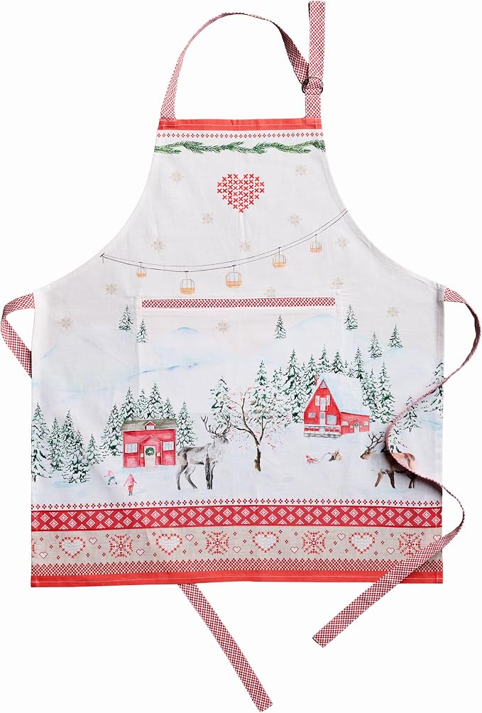 Maison d' Hermine Aprons for women with Pocket 100% Cotton (27.50"x31.50") | Adjustable Neck Strap & long ties Apron Men Chef Wedding Cooking Gardening Server Maid