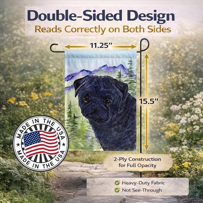 Caroline's Treasures SS8420GF Pug Garden Flag Mailbox Flag Decorative Yard Flag Banner Outside Patio Artwork Yard Flower Beds, Garden Size, Multicolor