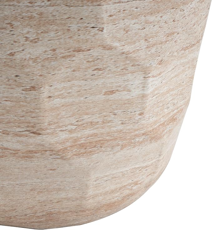 Christopher Knight Home Jaym 18.25" H Indoor Outdoor Accent Side Table, Patio Decorative End Table, Polygon Lightweight Concrete Garden Stool for Patio Balcony & Garden Decor, Travertine