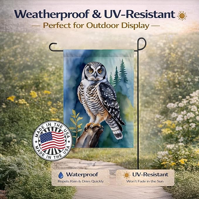 Caroline's Treasures Northern Hawk Owl Garden Flag Mailbox Flag Decorative Yard Flag Banner Outside Patio Artwork Yard Flower Beds, Garden Size, Multicolor