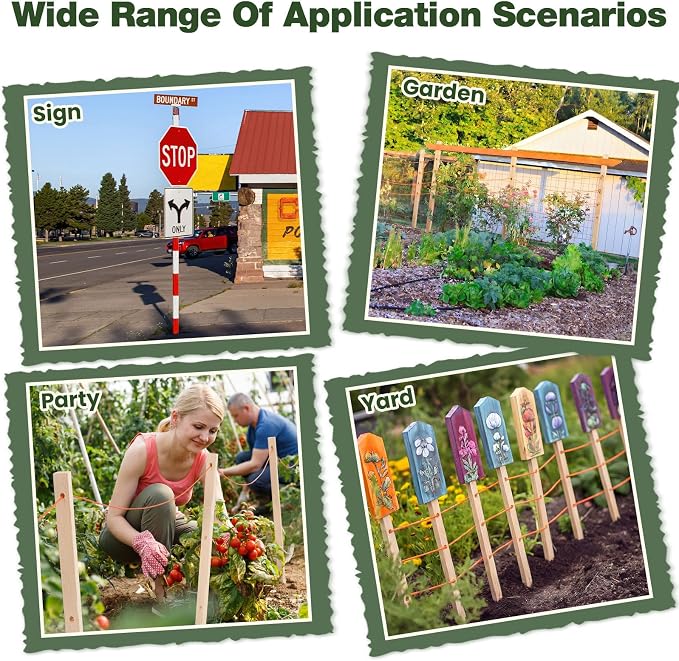 Colingmill 20 Pieces Wooden Garden Stakes with Hole 36 Inch Grade and Survey Stakes Wooden Garden and Sign Posts for Plant Support Silt Fence Yard Farm Survey Boundaries Baselines