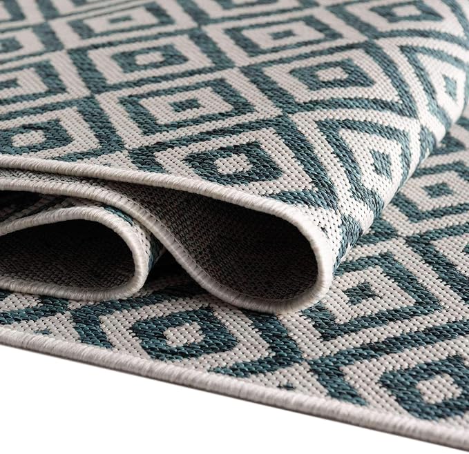 Unique Loom Jill Zarin Outdoor Collection Area Rug - Costa Rica (7' 10'' Square, Teal/ Ivory)