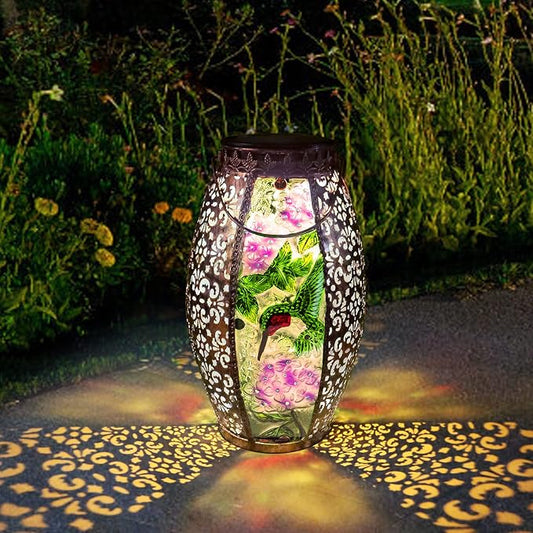 Larekook Hummingbird Solar Lanterns Outdoor Waterproof,13" Metal Hanging Christmas Decorative Lantern,Large Hummingbird Solar Lights for Outside Yard Porch Patio Garden Decor,Birthday Gifts for Women