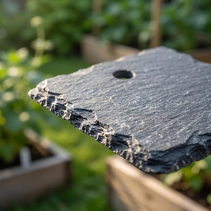 Large Slate Plant Labels, Garden Plant Labels Tags, Plant Markers 10 Sets | Natural Weatherproof Garden Signs with Metal Stakes and Chalk Pencils, for Outdoor Plants Vegetables Herb Flower Bed Pots