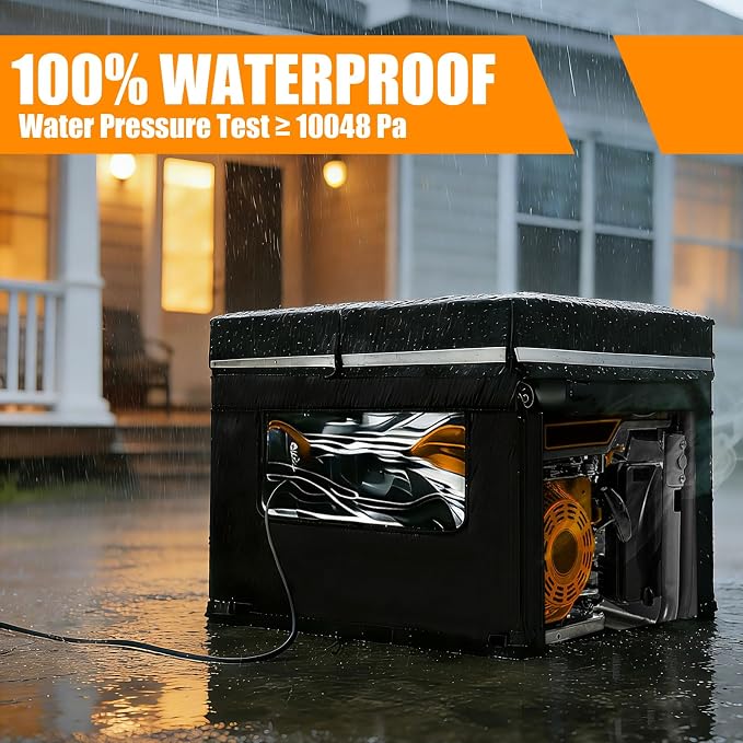 Heavy Duty Generator Cover, 32''Lx24''Wx24''H Generator Cover with Double-Layer Fabric, Side Access to Control Panel, Top Access to Add Fuel, All-weather Protective for Most 5500-15000 Watt Generators