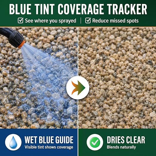YKF Gravel Glue Kit with Electric Sprayer, 1 Gallon Rock Glue & Gravel Binder for Pea Gravel, Crushed Stone, Decorative Pebbles, Landscape Garden Borders, Patio Edges, Blue Tint Tracker