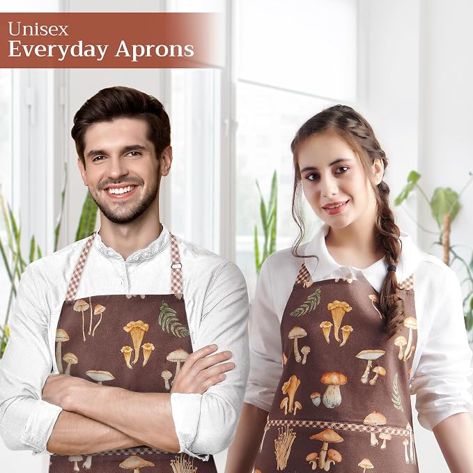 Maison d' Hermine Aprons for women with Pocket 100% Cotton (27.50"x31.50") | Adjustable Neck Strap & long ties Apron Men Chef Wedding Cooking Gardening Server Maid