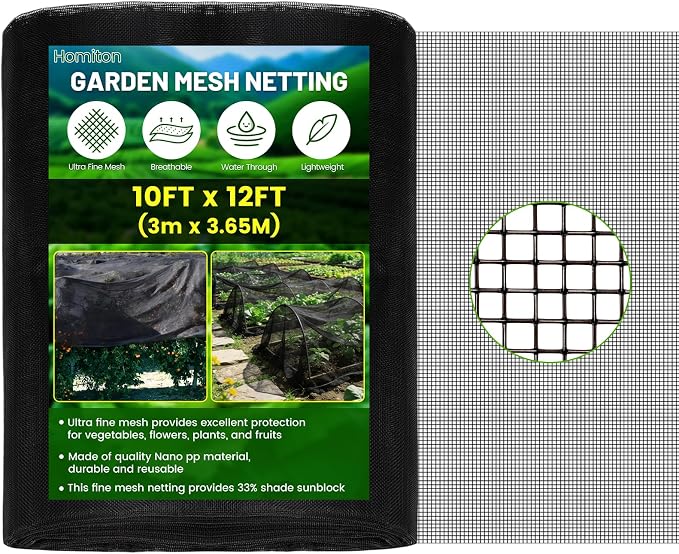 Stronger Garden Mesh Netting, 10 x 12 FT Ultra Fine Nano PP Plant Covers, Small Animals Bird Net Barrier Screen for Vegetables Plants Fruits Flowers Protection, Shading Rate 33%
