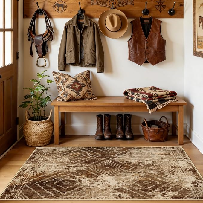 3'x5' Washable Area Rug for Living Room Bedroom Cow Print | Soft Western No Slip Low Pile Print Foldable Indoor for Kitchen Dining Room