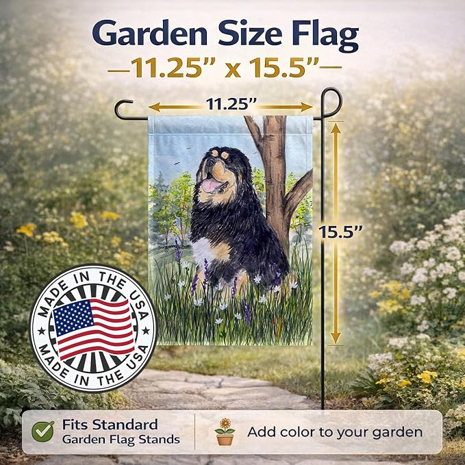 Caroline's Treasures SS8106GF Tibetan Mastiff Garden Flag Mailbox Flag Decorative Yard Flag Banner Outside Patio Artwork Yard Flower Beds, Garden Size, Multicolor
