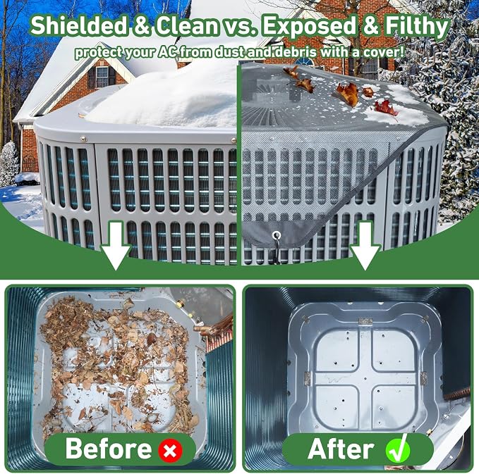 Air Conditioner Covers for Outside, Mesh AC Covers for Outdoor Units, Universal Air Conditioning Cover，One 36in AC Cover and One Support