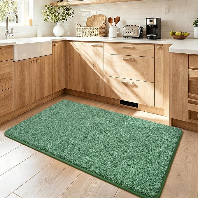 Keeko 2x4 Area Rugs for Living Room,Soft Washable Memory Foam Bedroom Rug | Indoor Throw Rug Low Pile Minimalist Non Slip Carpet for Kids Nursery Classroom Dorm Room Home Decor Green and White