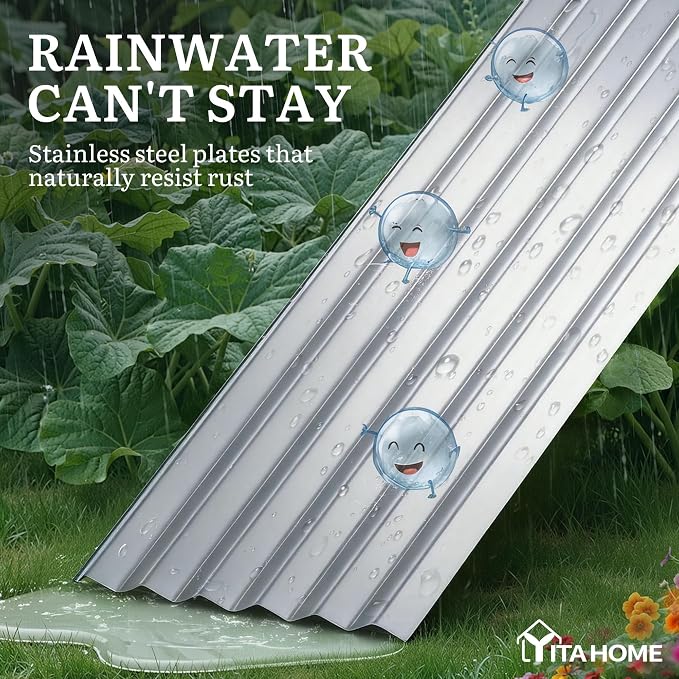 YITAHOME 6x3x3ft Large Raised Garden Bed Kit, Galvanized Metal Planter Box with Gloves, Support Rod, Outdoor Above Ground Planters for Plants Vegetables Flowers, Silver Gray