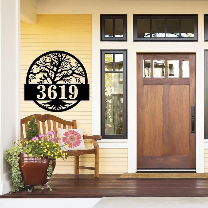 Personalized Metal House Sign,Custom Modern Metal House Sign,Metal Address Signs for Outside,Personalized Address Sign, Address Numbers for Houses, Metal Address Plaques for House Numbers